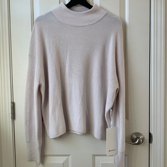 NWT lululemon merino wool blend turtleneck ribbed sweater white opal size 12 - Picture 1 of 10